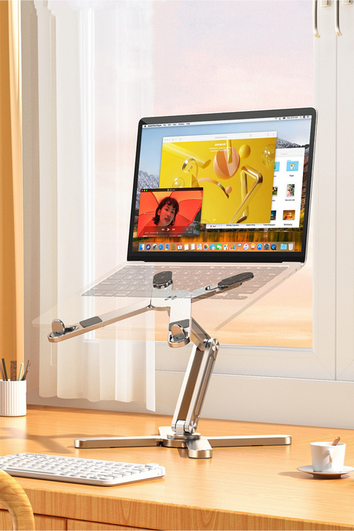 Frisby 3 Eksenli Yüksekliği Ayarlanan Alüminyum Ergonomik Laptop Standı, Laptop Yükseltici 15.6"