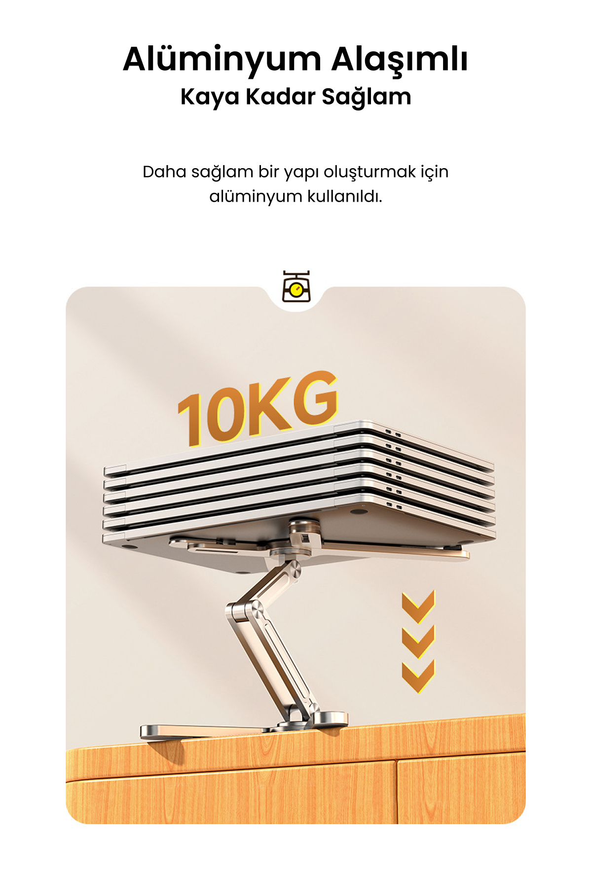 Frisby 3 Eksenli Yüksekliği Ayarlanan Alüminyum Ergonomik Laptop Standı, Laptop Yükseltici 15.6"