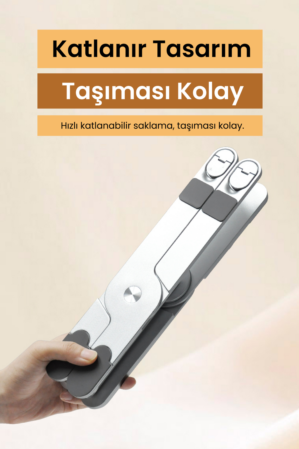 Frisby 3 Eksenli Yüksekliği Ayarlanan Alüminyum Ergonomik Laptop Standı, Laptop Yükseltici 15.6"