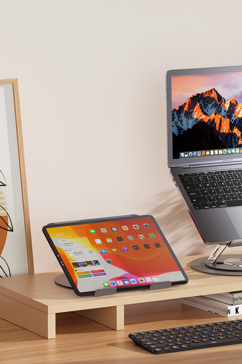Frisby Yüksekliği Ayarlanan 360° Dönebilen Alüminyum Ergonomik Laptop Standı, Laptop Yükseltici 10” ~ 15.6”